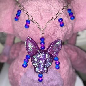 Beautiful holographic galaxy necklace